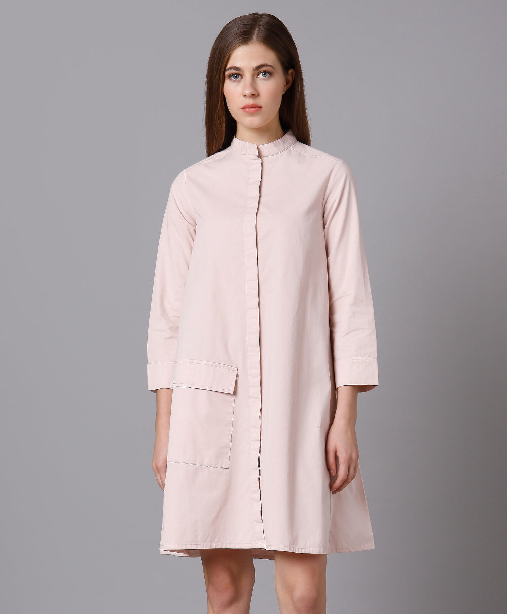 Pastel Pink Cotton Shirt Dress