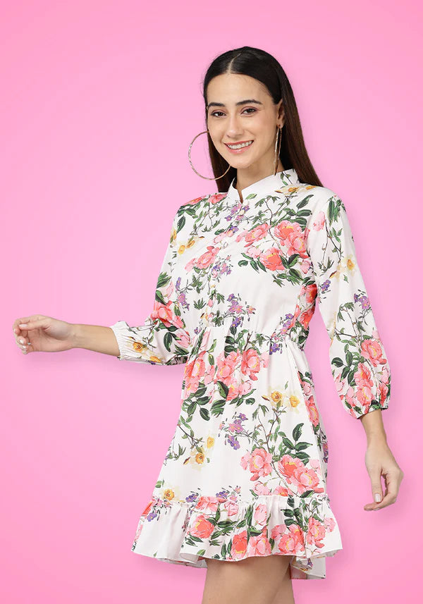 Women's Cotton Floral Office Short Mini Dress