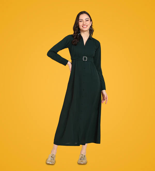 Black Officewear Women's Collared One Piece