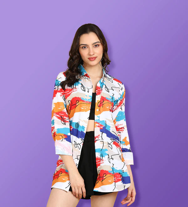 Multi-Coloured Women's Office Casual Shirt