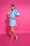 Blue and White Women's Day out Printed Shirt Dress