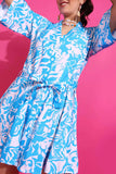 Blue and White Women's Day out Printed Shirt Dress