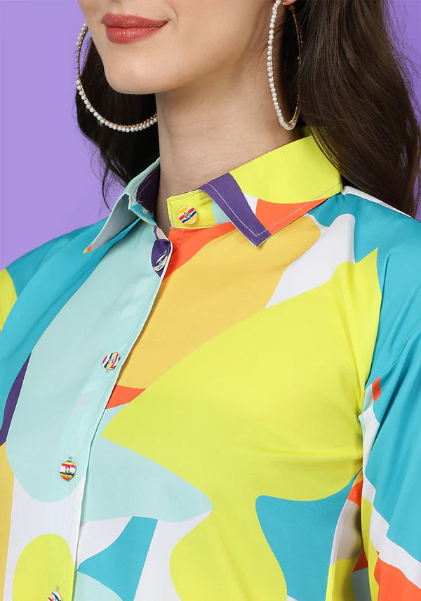 Printed shirt dress for women