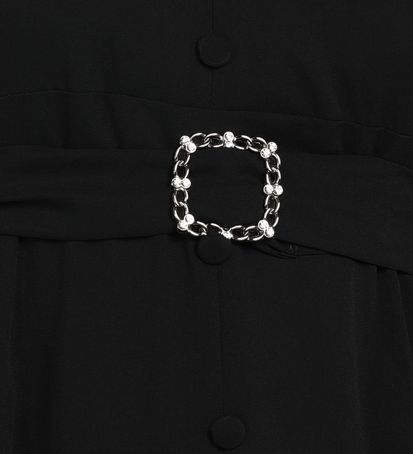 Black Officewear Women's Collared One Piece