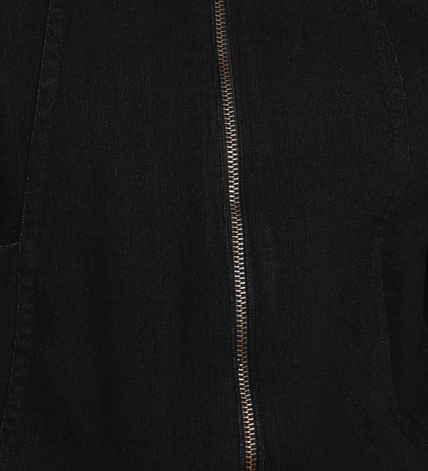 Black Solid Cropped Tailored Denim Women's Jacket