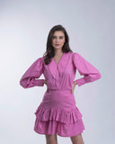 Pink Women's Shirt with frilled skirt coord set