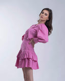 Pink Women's Shirt with frilled skirt coord set
