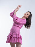 Pink Women's Shirt with frilled skirt coord set