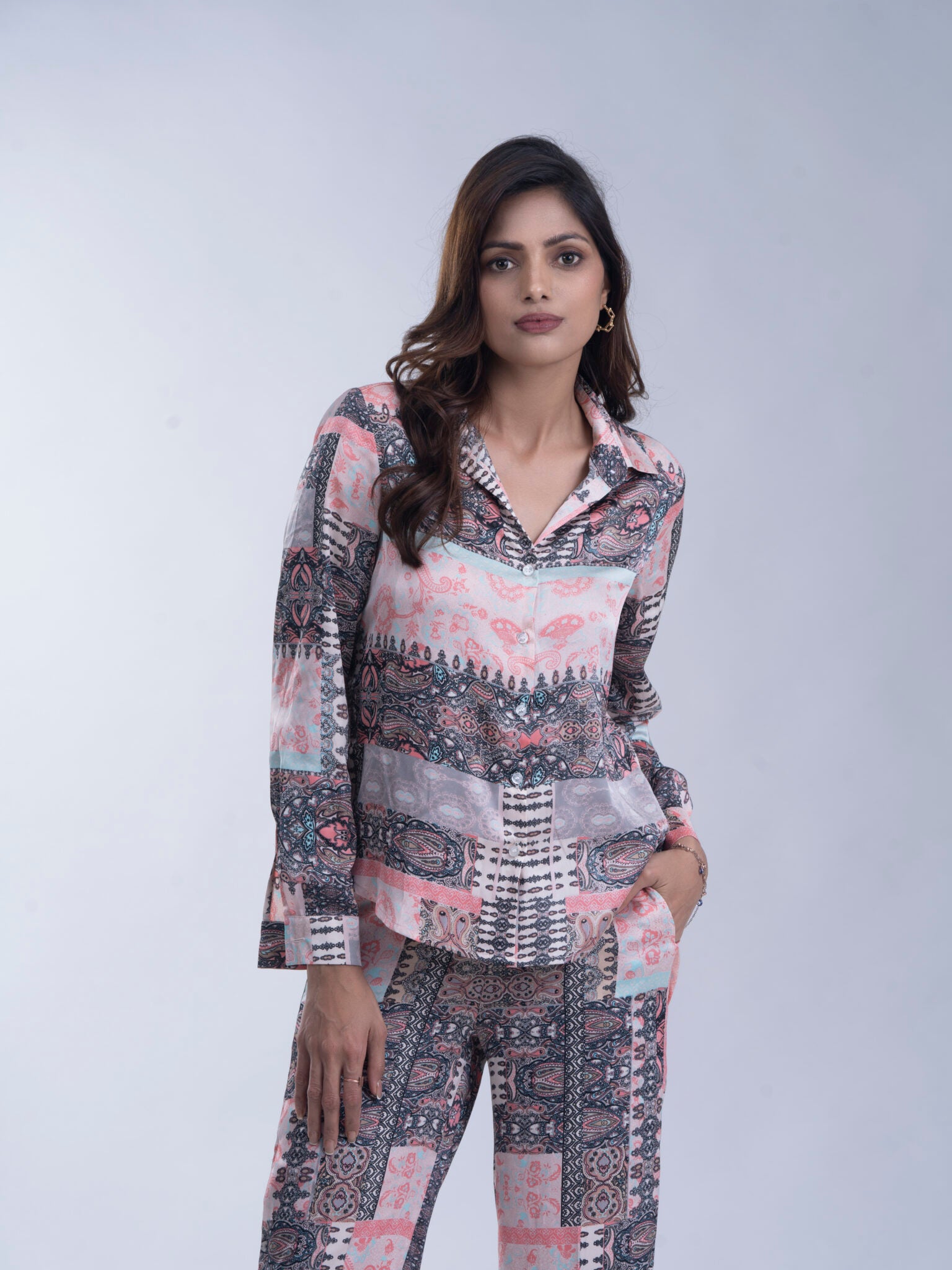 Premium Satin Regular fit Women's Co-ord set Shirt and pants