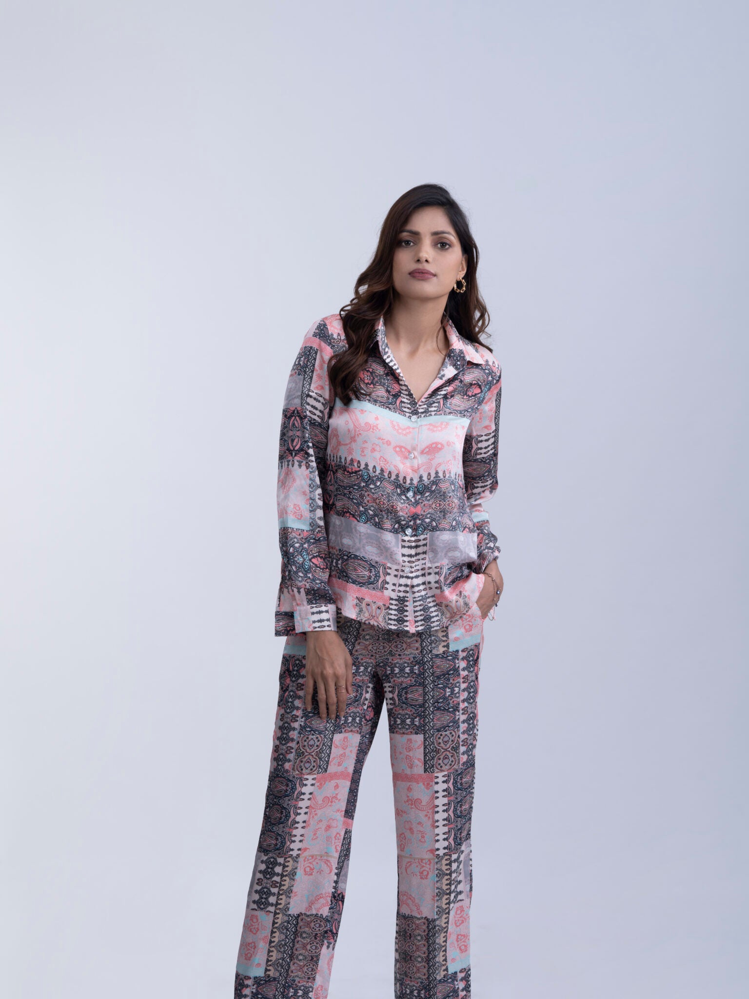 Premium Satin Regular fit Women's Co-ord set Shirt and pants