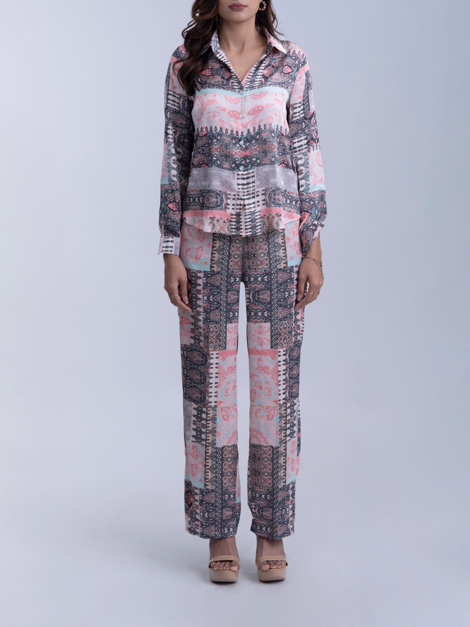 Premium Satin Regular fit Women's Co-ord set Shirt and pants