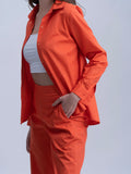 Pure Cotton Women's Co-ords Solid Orange Set