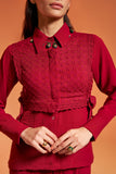 Maroon Women's Office Lace Coord Set