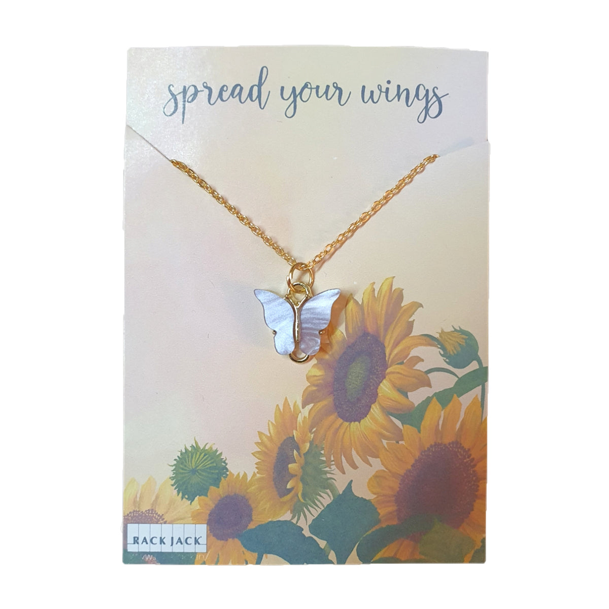 Rack Jack Y2K Charm Pendant Gold Necklace - Butterfly - Purple