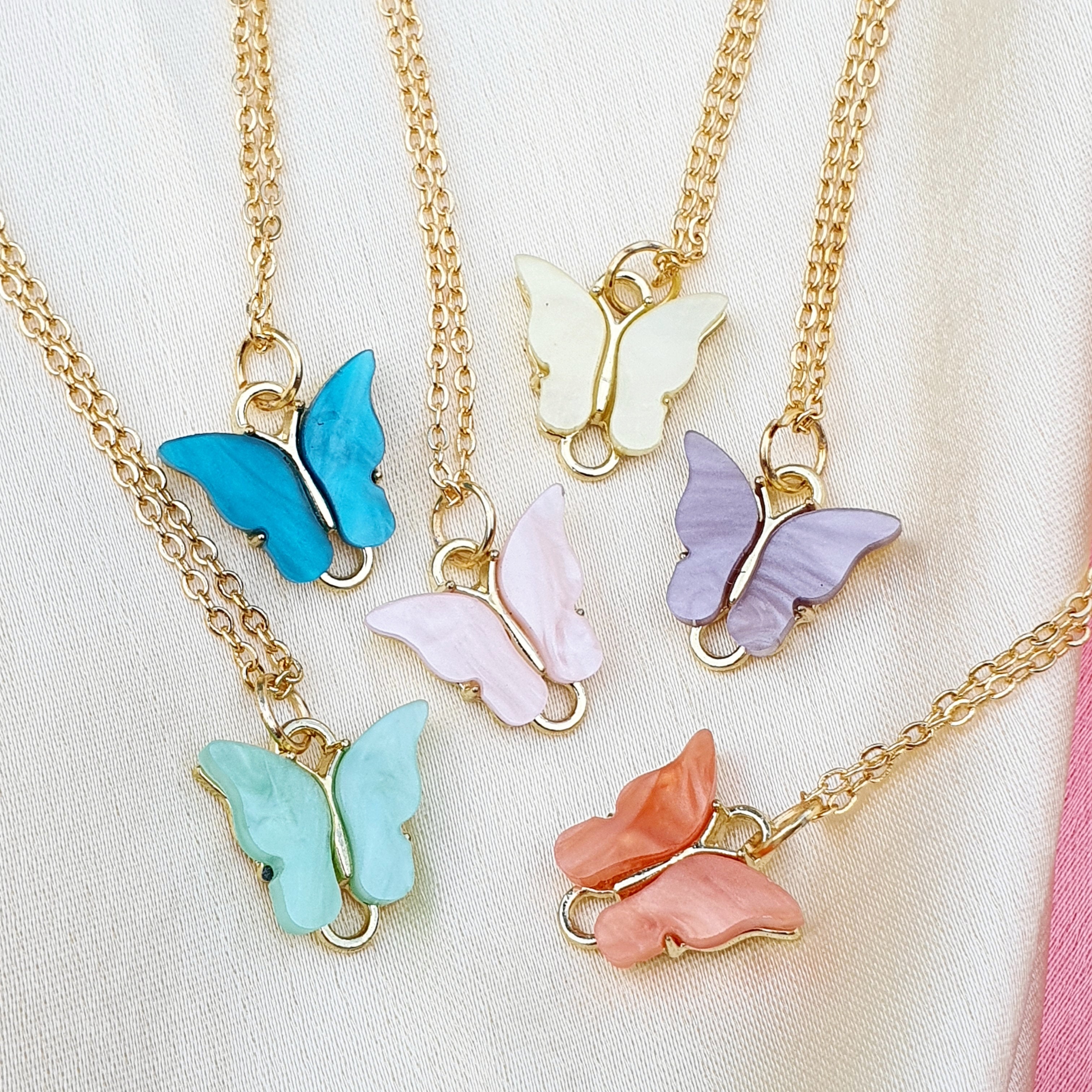 Rack Jack Y2K Charm Pendant Gold Necklace - Butterfly - Purple