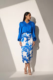 Women's Blue Shirt with Floral Printed skirt