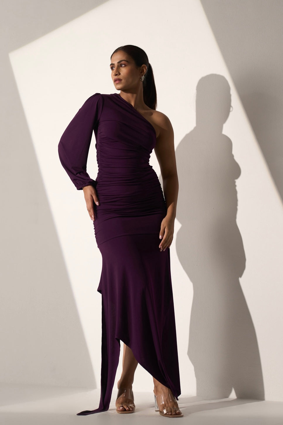 Ladies Office party Violet gathered dress