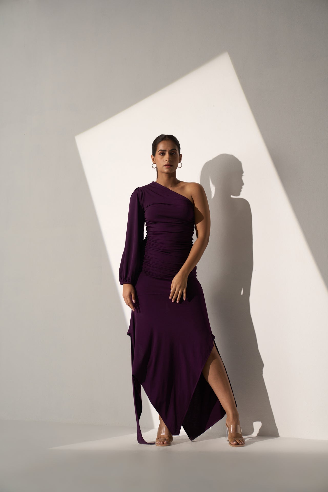 Ladies Office party Violet gathered dress