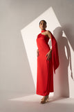 One shoulder Women's Party Red satin dress