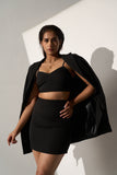 Black Blazer with skirt and top Co-ord set for Women