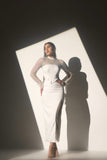 Women's White Crystal Mesh and a Slit skirt (SET)
