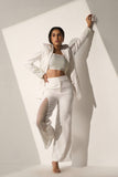 White Crystal Mesh Blazer with Pants and  a bralette-style top