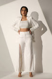 White Crystal Mesh Blazer with Pants and  a bralette-style top