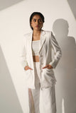 White Crystal Mesh Blazer with Pants and  a bralette-style top