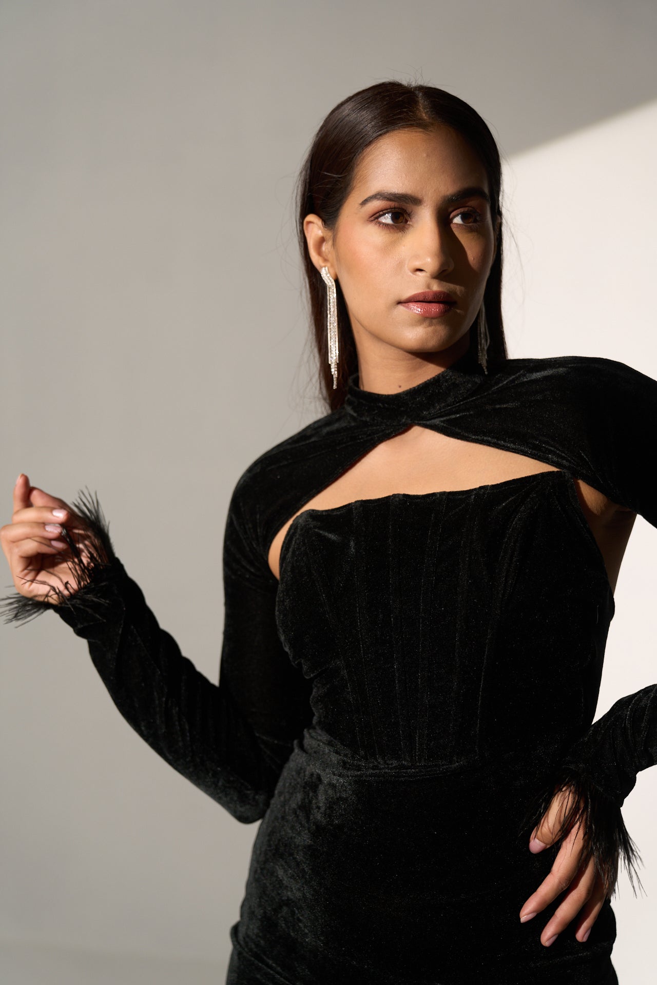 Black velvet Corset Ladies Evening dress