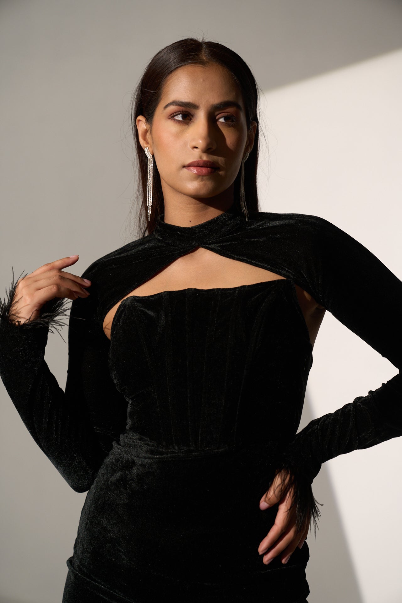 Black velvet Corset Ladies Evening dress