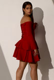 Women's Off Shoulder Red corset dress