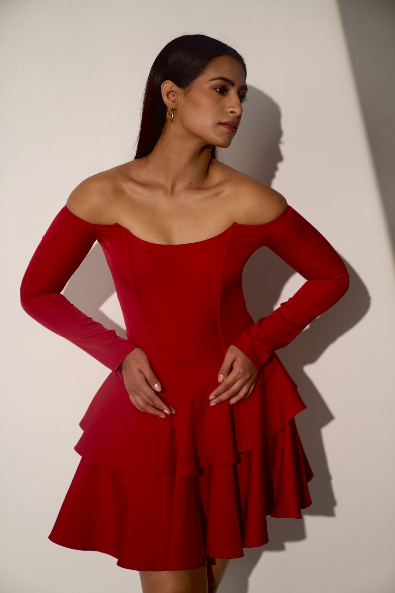 Women's Off Shoulder Red corset dress