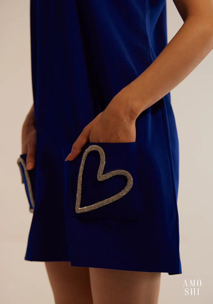 Women's Relaxed fit  Dress with Handmade Pocket Heart details