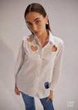Pure Cotton  Heart cutoff Women's Shirt
