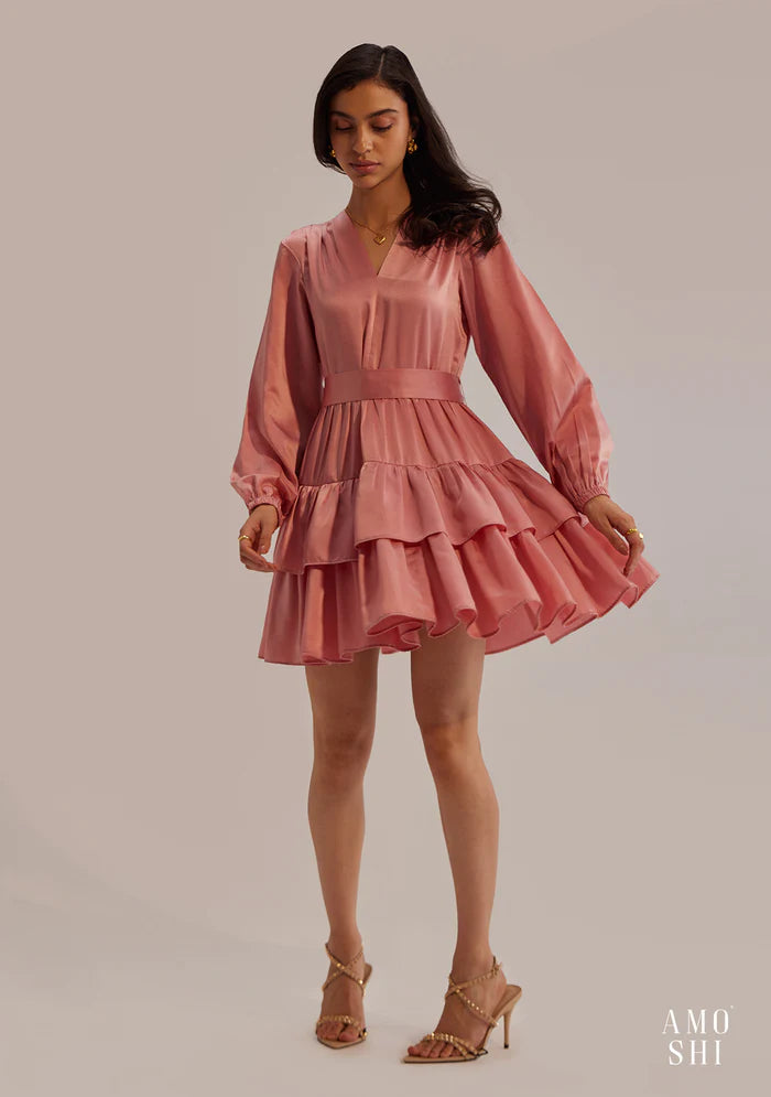 Relaxed fit Satin Ladies Mini dress