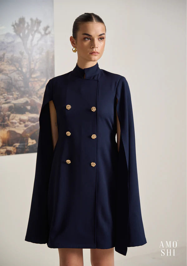 Classic Women's Cape Work Mini Dress