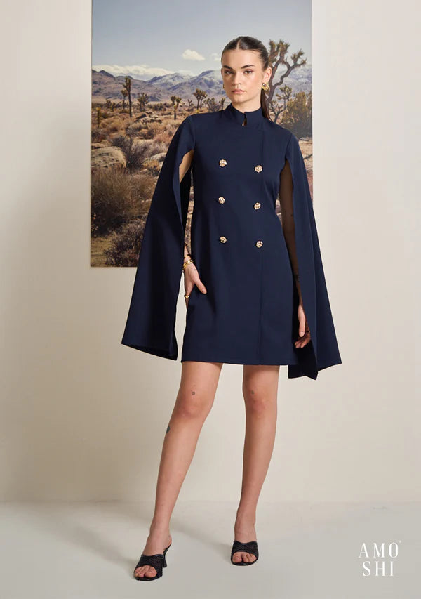 Classic Women's Cape Work Mini Dress