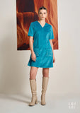 Ladies Suede Teal Evening Work Dress