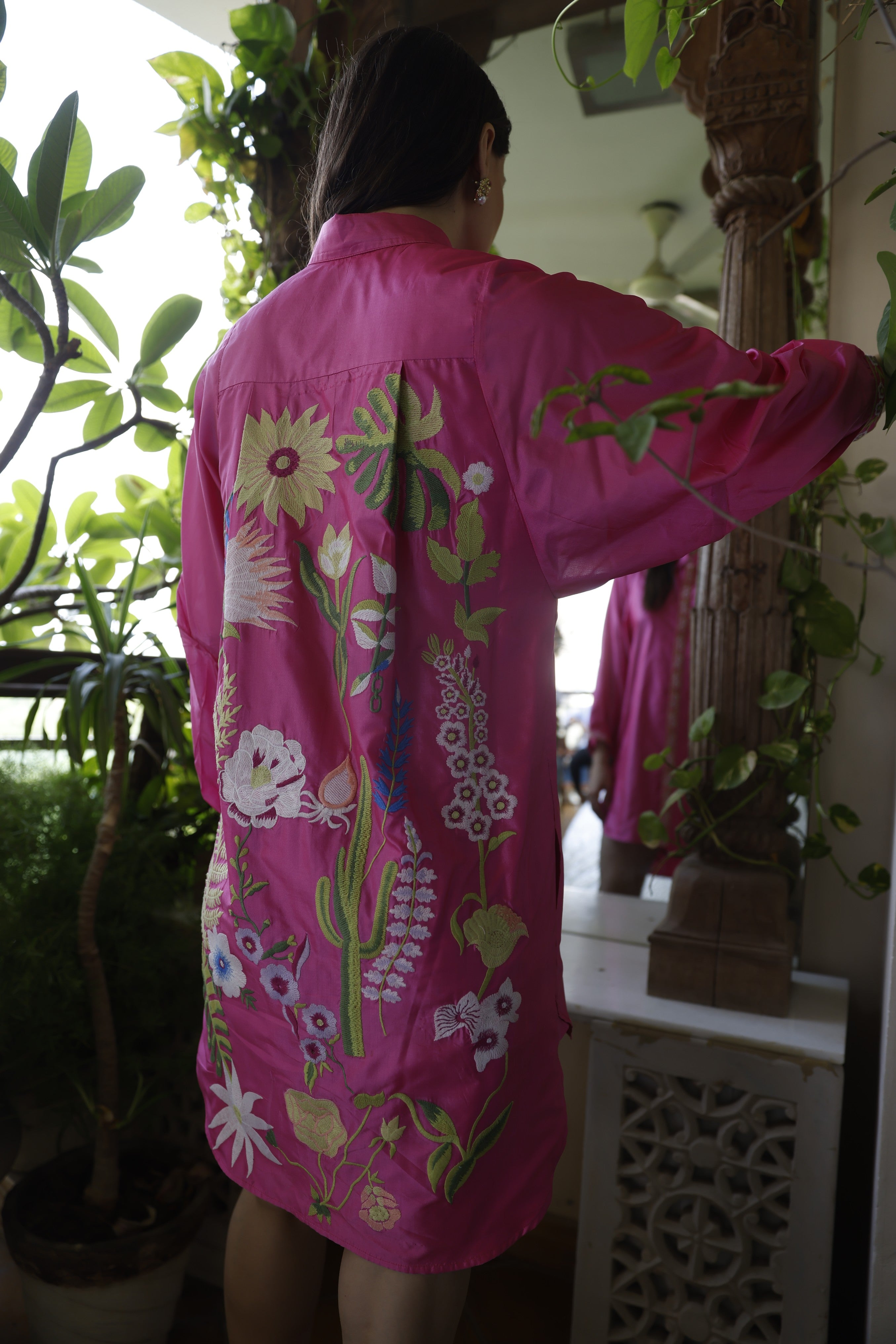 Embroidered Shirt Dress
