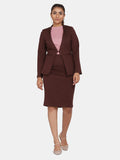Women's Office Formal Skirt Suit - Chocolate Brown