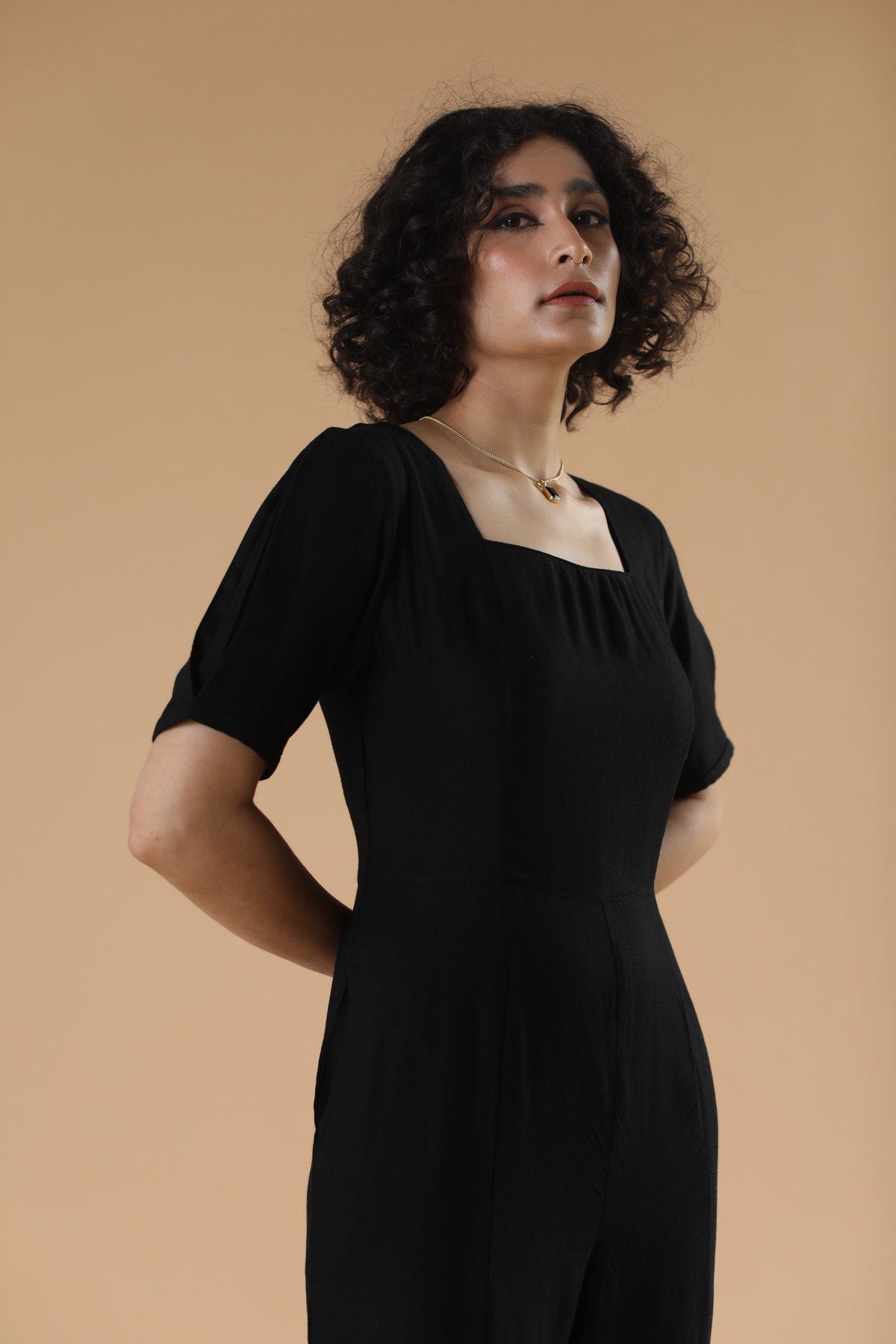 Business formal black jumpsuit