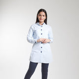 Sky Blue Striped Full sleeves Cotton Stretch Tunic