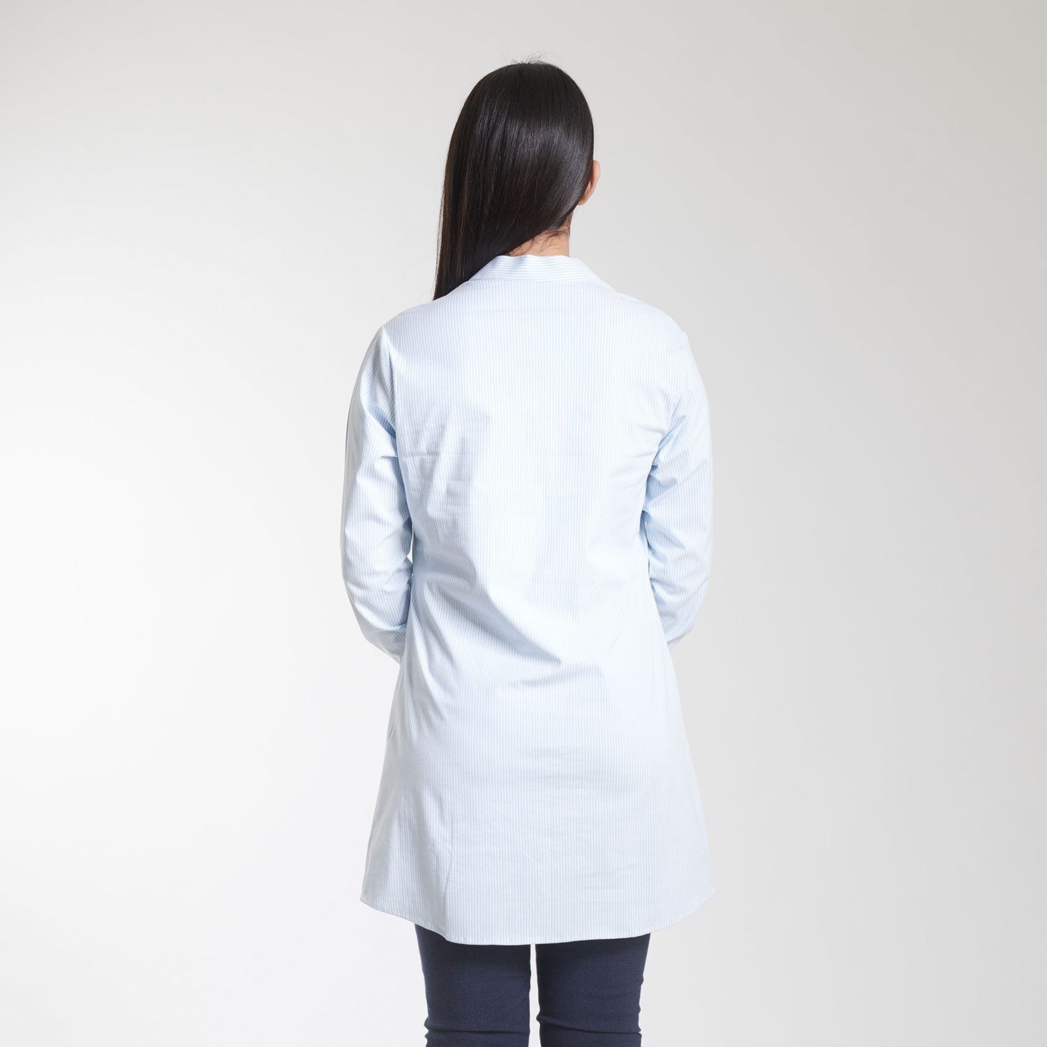 Sky Blue Striped Full sleeves Cotton Stretch Tunic