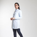 Sky Blue Striped Full sleeves Cotton Stretch Tunic