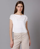 Statement Crop Top for Women -White