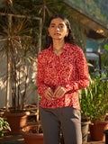 Women's Red printed Office Shirt