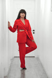 Red Women's Classic Cut out Business Suit