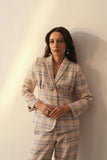 Ladies Pink check Suit for Office Formal