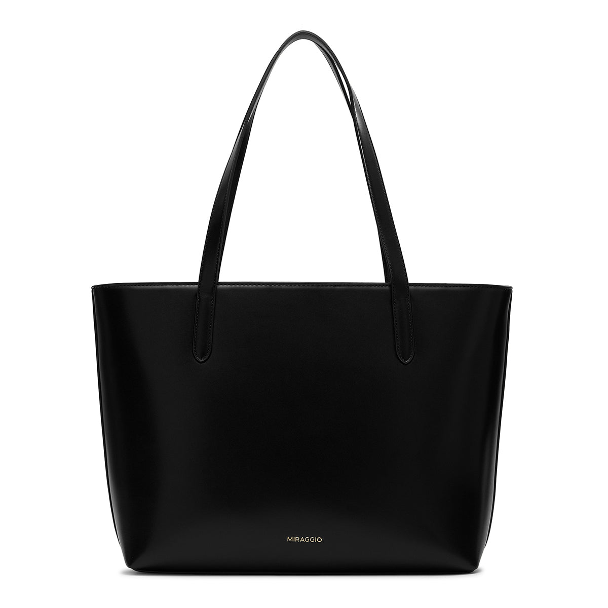 Leather Structured Handbag - Black - She Anna Bella