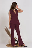 Solid Workwear Asymmetric Sleeveless Business Suit